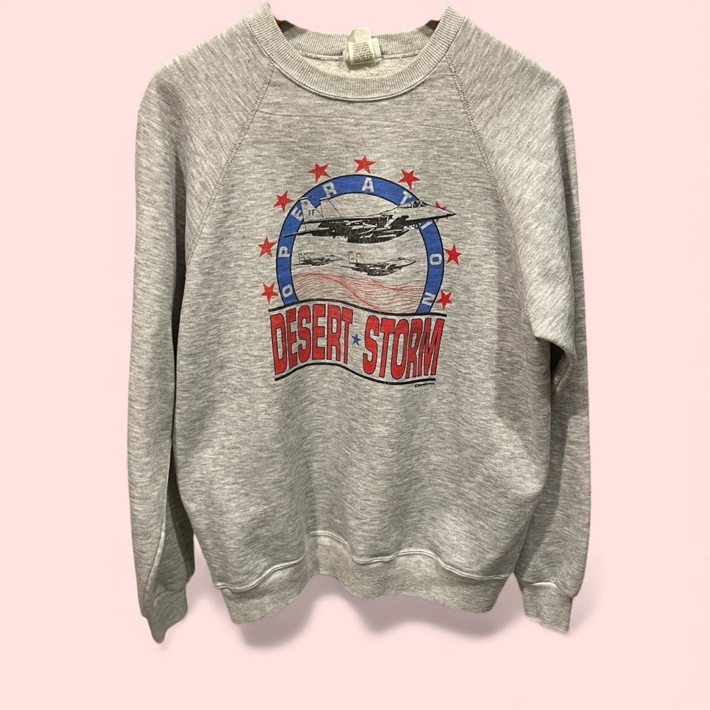 Vintage 90s Lee broken in gym gray sweatshirt Operation Desert Storm USA